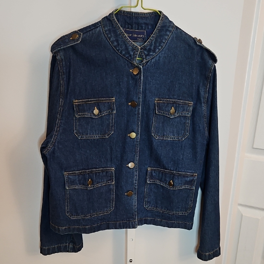​Vintage New Identity Denim Jacket Petite Large 100% Cotton 90s